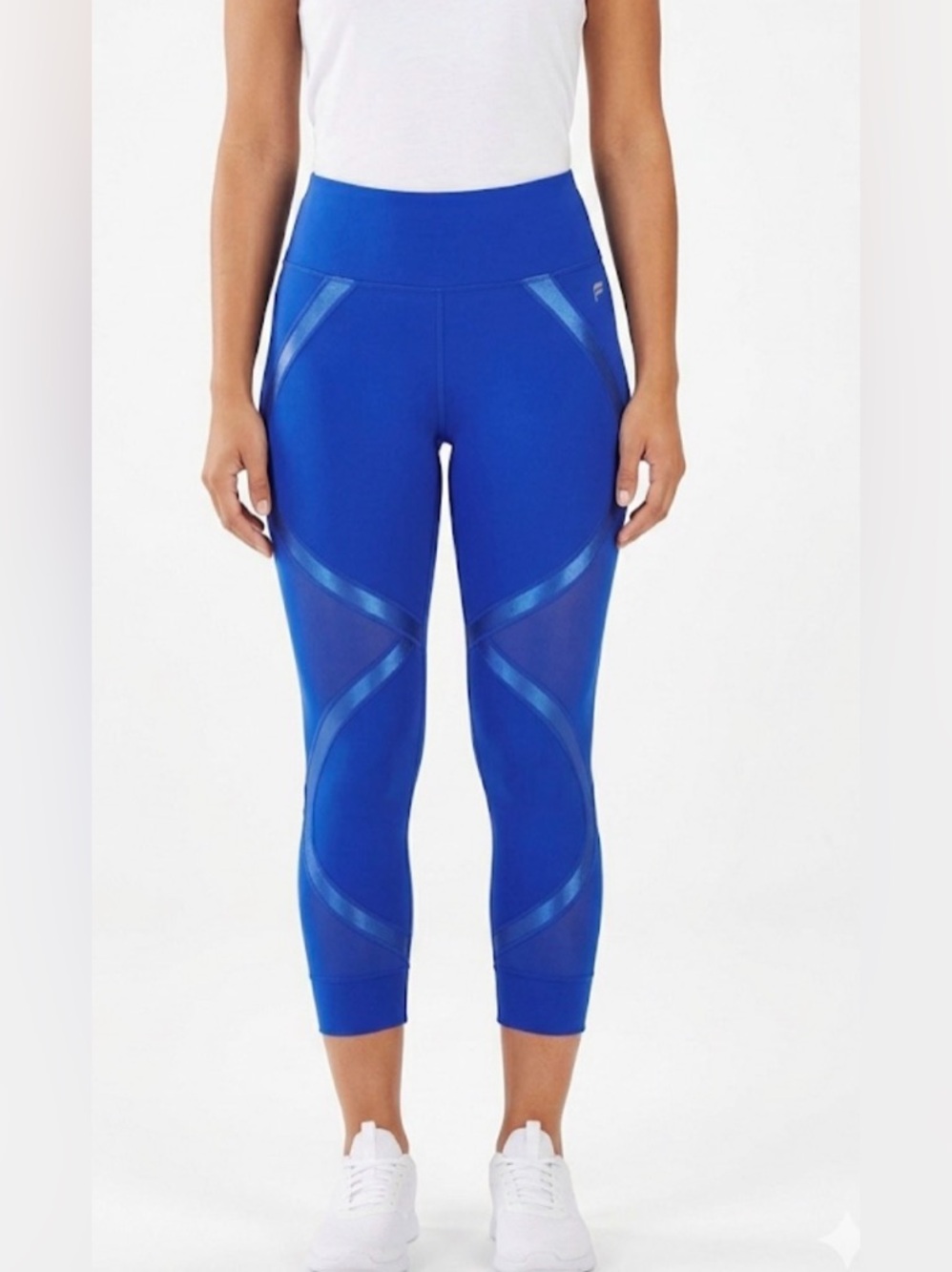 Fabletics PowerHold High-Waisted Mesh Panel Leggings - Blue - XL